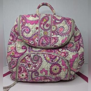 Vera Bradley Quilted Backpack Very Berry Paisley Floral Pink Purple